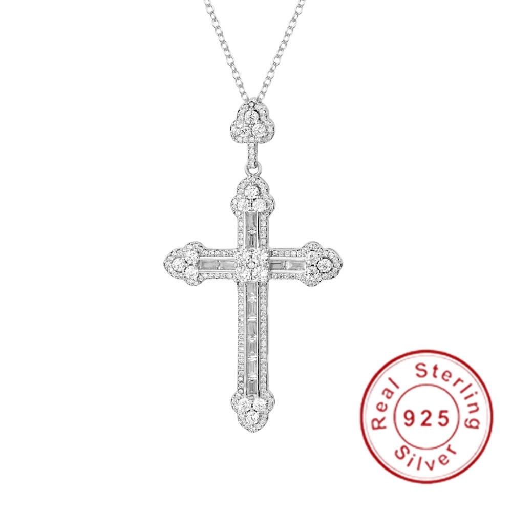Sterling silver diamond cross - Picture 1 of 10